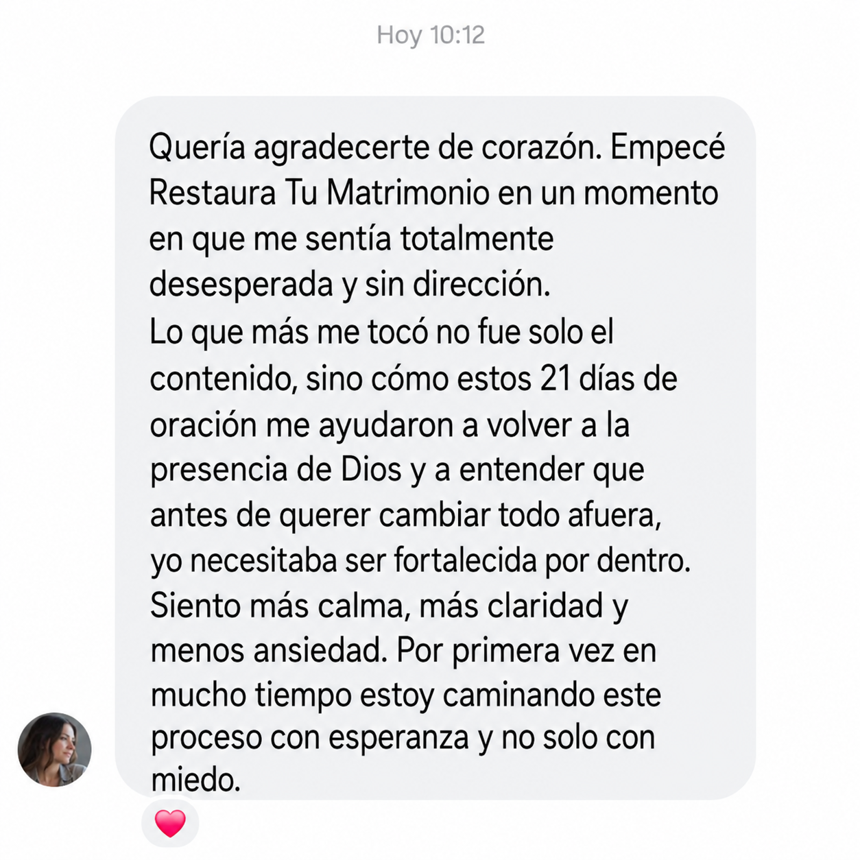 Testimonio: Quería agradecerte de corazón